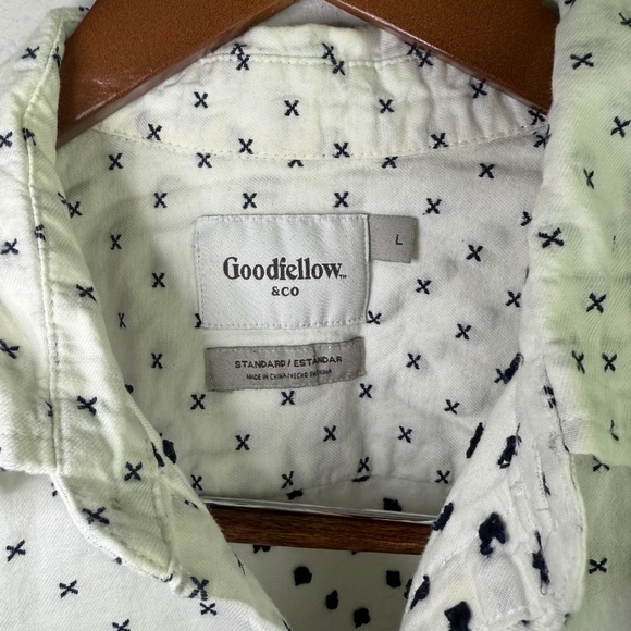 Goodfellow & Co Cotton White Button Down Short Sleeve Shirt Mens Large Summer - Picture 2 of 6